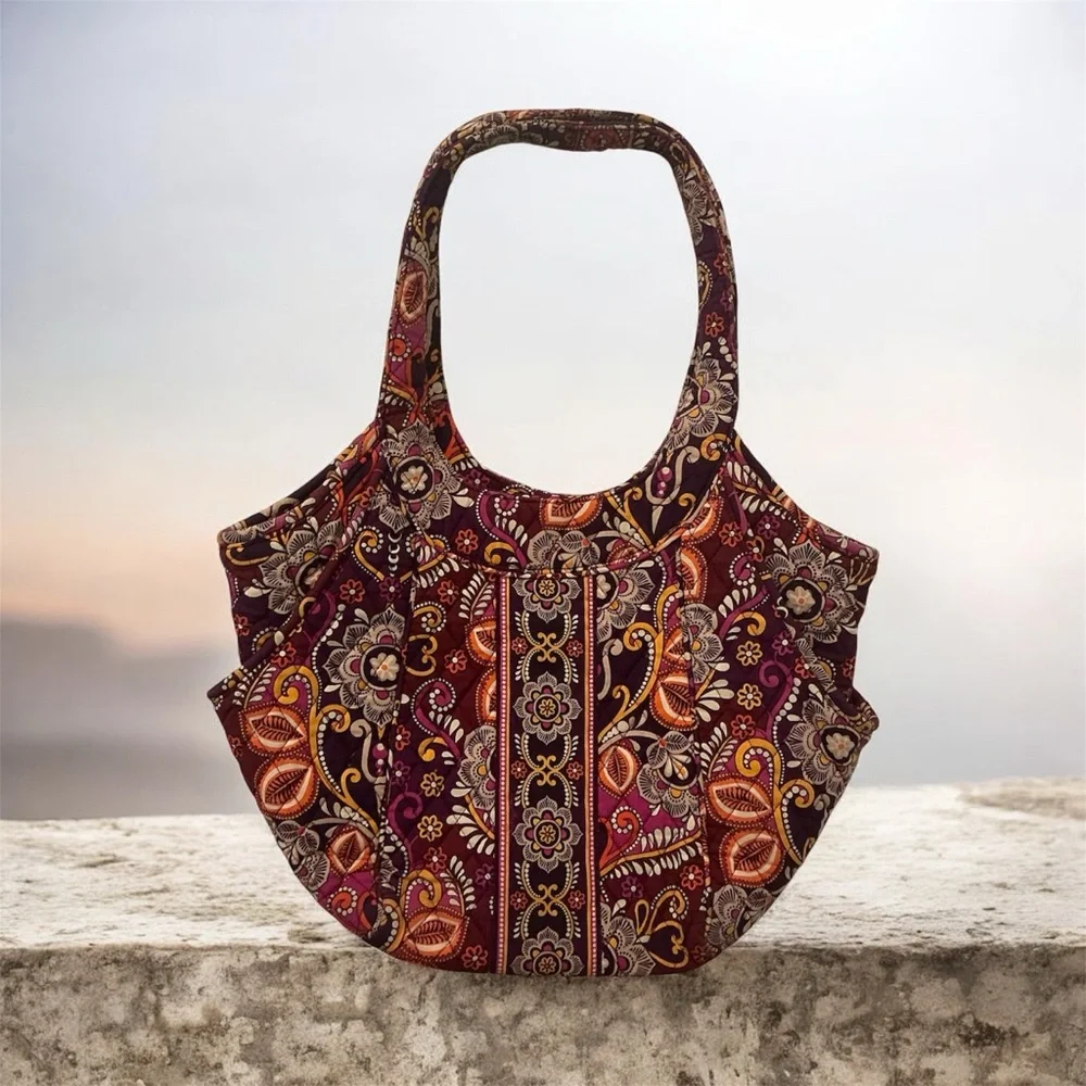 VERA BRADLEY SHOULDER TOTE WITH SIDE POCKETS